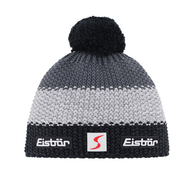 Eisbär Wintermütze Star SP mit Bommel (Pompon) grau/schwarz Kinder